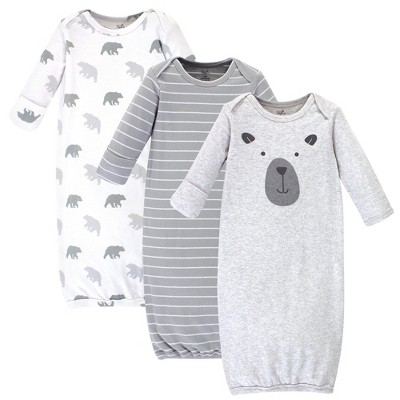 Touched by Nature Baby Boys Organic Cotton Long-Sleeve Gowns 3pk, Bear