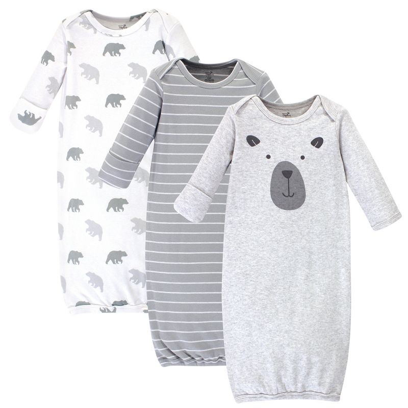 Touched by Nature Baby Boy Organic Cotton Long-Sleeve Gowns 3pk, Bear, 1 of 6
