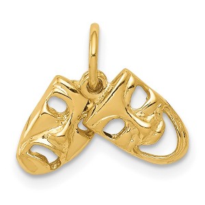 Black Bow Jewelry 14k Yellow Gold Small Comedy and Tragedy Mask Charm - 1 of 4