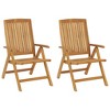 vidaXL Reclining Garden Chair Set of 2 Taupe, Teak - 3 of 4