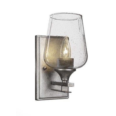 Toltec Lighting Uptowne 1 - Light Sconce in  Aged Silver with 5" Clear Bubble Shade
