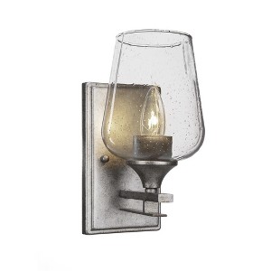 Toltec Lighting Uptowne 1 - Light Sconce in  Aged Silver with 5" Clear Bubble Shade - 1 of 1