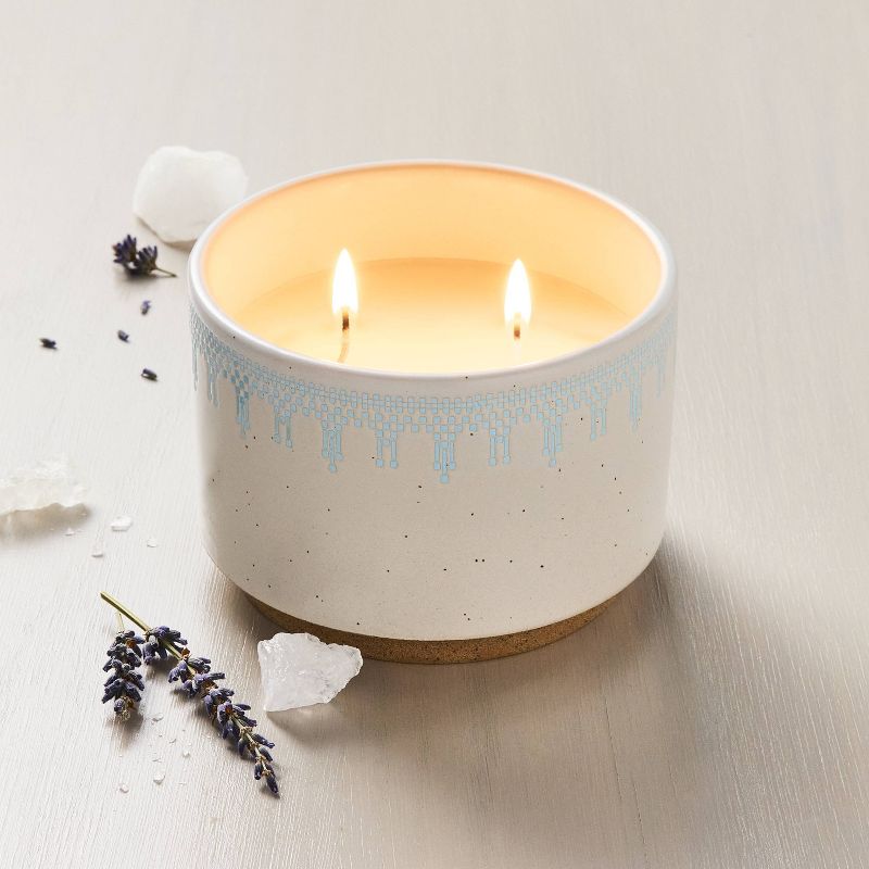 2-Wick Patterned Ceramic Beach House Jar Candle 11.7oz Light Blue - Hearth &#38; Hand&#8482; with Magnolia, 3 of 5