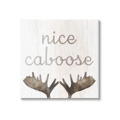 Stupell Industries Nice Caboose Bathroom Moose Antlers Gallery Wrapped Canvas Wall Art