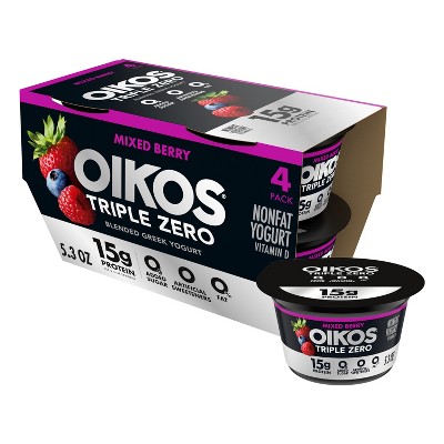 Oikos Triple Zero Mixed Berry Greek Yogurt - 4ct/5.3oz Cups