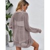 Coolmee Women's Crochet Lightweight Cardigan Cover Up Open Front Long Sleeve Summer Cardigans - 3 of 4