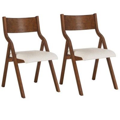 PAGED  Set of 2  Space-Saving Upholstered Folding Dining Chairs with Padded Seat,Armless Chairs for Kitchen,Living Room