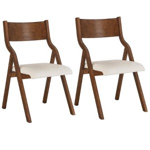 PAGED  Set of 2  Space-Saving Upholstered Folding Dining Chairs with Padded Seat,Armless Chairs for Kitchen,Living Room - 1 of 4
