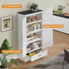 Tall Kitchen Storage Cabinet with Barn Doors & Drawer, Wood Versatile Line Cabinet, White - 3 of 4