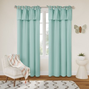 Awesome Home  Recycled Cotton Blend Ruffle Tie Top Curtains Pair - 1 of 4
