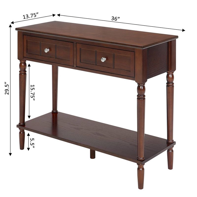 French Country 2 Drawer Hall Table with Shelf - Breighton Home, 4 of 7