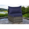 Mshliw 7-Piece Half-Moon Sectional Patio Furniture Set with Round Glass Coffee Table – Weather-Resistant Outdoor Sofa Set with Cushions-Dark Blue - 3 of 4