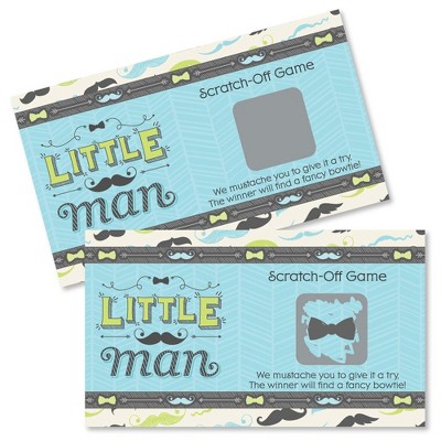 Big Dot of Happiness Dashing Little Man Mustache - Baby Shower or Birthday Party Game Scratch Off Cards - 22 Count