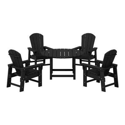 WestinTrends Malibu Kids 5-Piece HDPE Outdoor Patio Round Dining Table and Chairs Set