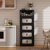 MAYEERTY 20" Side 5 Tiers Plastic Folding Storage Cabinet with Magnetic Door Wheels for Living Room Retro Black - 2 of 4