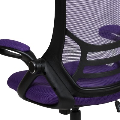 Ergonomic High-Back Purple Mesh Swivel Office Chair with Adjustable Arms