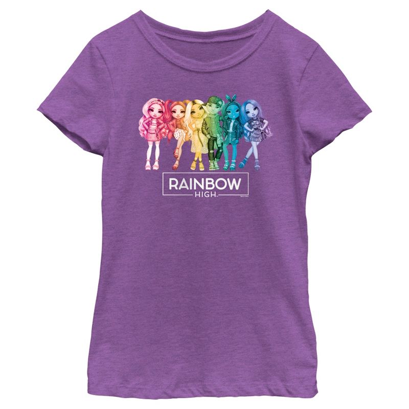 Girl's Rainbow High Classic Logo Characters T-Shirt, 1 of 5