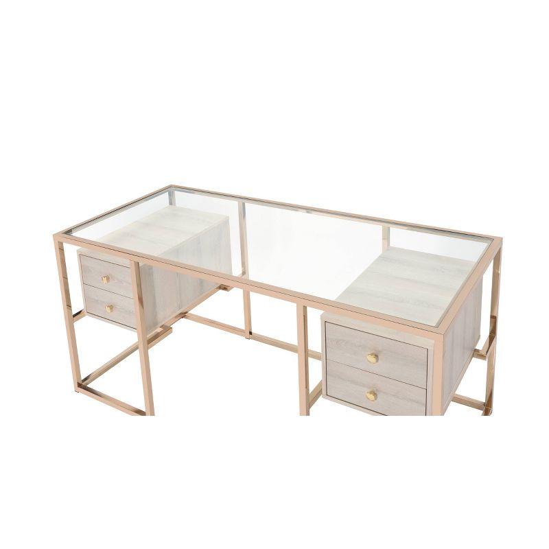 Huyana Desk Clear Glass/Gold - Acme Furniture, 4 of 7