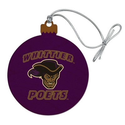 Whittier College Poets Logo Wood Christmas Tree Holiday Ornament