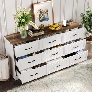 9 Drawer Wide Dresser Organizer with Charging Station, TV Stand - 1 of 4