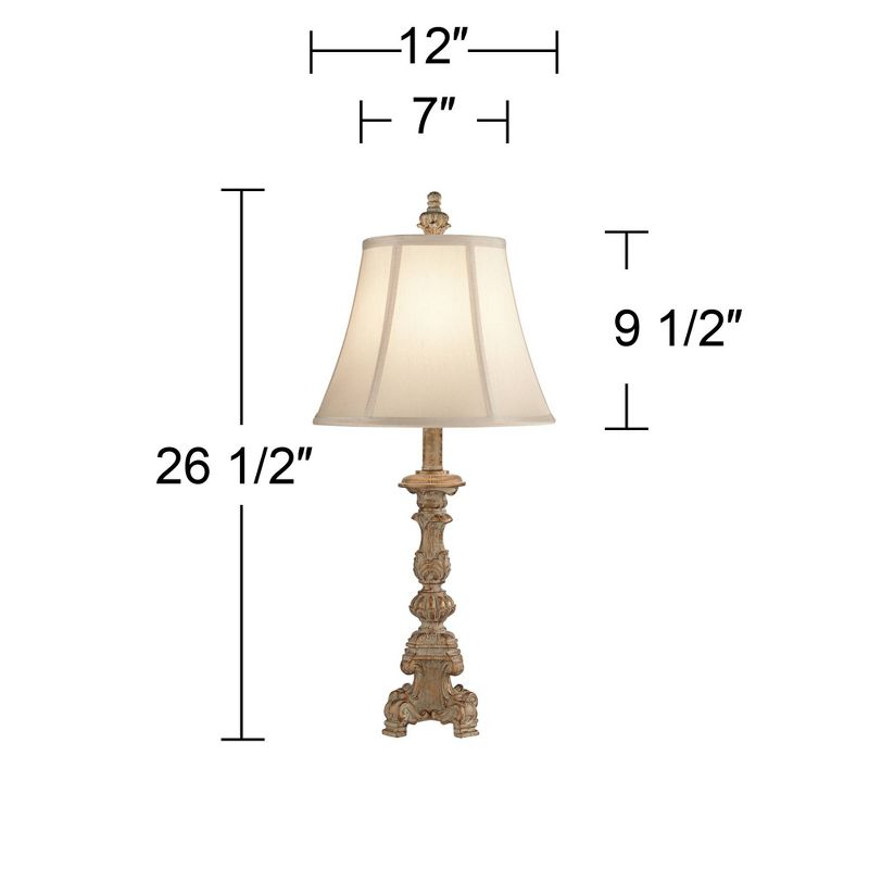 Regency Hill Elize Traditional Table Lamps 26 1/2" High Set of 2 Whitewashed Candlestick Beige Bell Shade for Bedroom Living Room Nightstand Office, 5 of 11