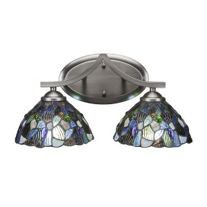 Toltec Lighting Zilo 2 - Light Vanity in  Graphite with 7" Blue Mosaic Art Glass Shade - 1 of 1