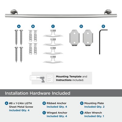 Polished Stainless Steel 24-Inch Wall Mounted Towel Bar