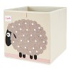 3 Sprouts Children's Large 13 Inch Foldable Fabric Storage Cube Box Polka Dot Sheep Toy Bin with Blue Peacock Toy Bin - image 3 of 4