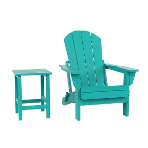 WestinTrends Malibu HDPE Outdoor Patio Folding Poly Adirondack Chair with Side Table (2-Piece Set) - 1 of 4