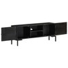 vidaXL Solid Wood TV Stand with Two Shelves and Doors, Powder Coated Steel Frame, Black Finish, Industrial Style, Size: 45.3"x11.8"x18.1" - 4 of 4