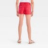 Girls' Mid-Rise Star Embroidered Denim Shorts - Cat & Jack™ Red - 2 of 4