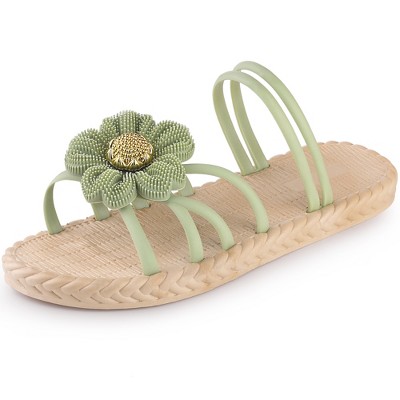 Allegra K Women's Espadrille Sunflower Decor Slip-on Strappy Beach Sandals