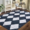 2 x 6 ft Polyester Black Rectangular Hallway Bathroom Entryway Kitchen Office Foldable Grid Modern Washable Area Rug - 2 of 4