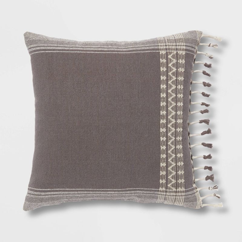 Square Woven Pattern Tassel Decorative Throw Pillow - Threshold™, 1 of 8