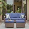 Patio Furniture Set, Outdoor Wicker Sofa Couch with Metal Armrest, Swivel Rocking Chairs, Ottomans, All-Weather Conversation Set for Garden - 2 of 4