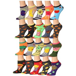 Tipi Toe Women's 20 Pairs Colorful Patterned Fast Food Veggies Socks Low Cut - 1 of 1