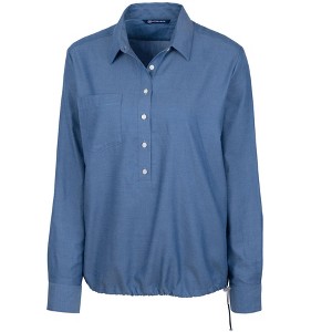 Cutter & Buck Ladies' Windward Twill Long Sleeve Popover Shirt - 1 of 2