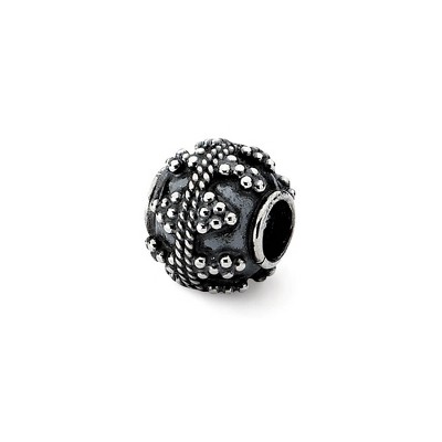 Black Bow Jewelry Sterling Silver Antiqued Artisan Textured Design Bead Charm