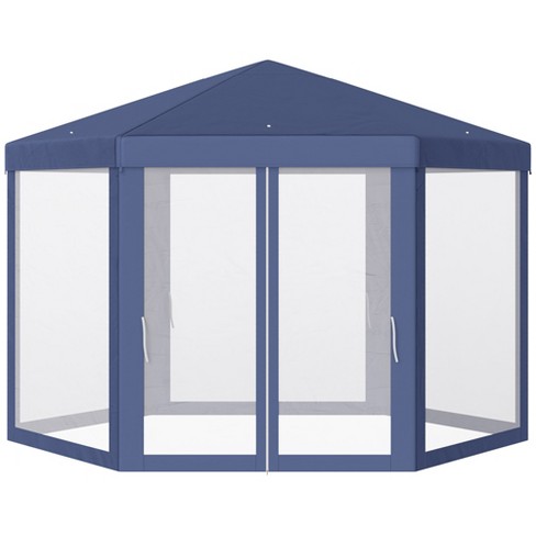 Outsunny 13' X 11' Outdoor Party Tent Hexagon Sun Shelter Canopy With  Protective Mesh Screen Walls & Proper Sun Protection : Target