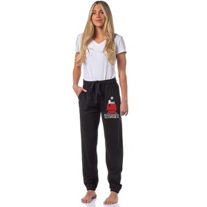 Peanuts Women's Snoopy Happiness Is Sleeping In Sleep Jogger Pajama Pants Black - 1 of 4