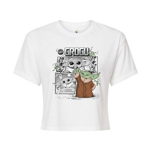 Women's - Star Wars - The Mandalorian Grogu Manga Cropped Graphic T-Shirt - 1 of 4