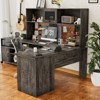 Aheaplus L Shaped Corner Desk with Hutch, Computer Desk Workstation with Charge Station and File Cabinet - Gray Oak - 3 of 4