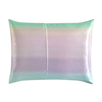 Pastel Ombre Purple and Green Satin King Bedspread Set