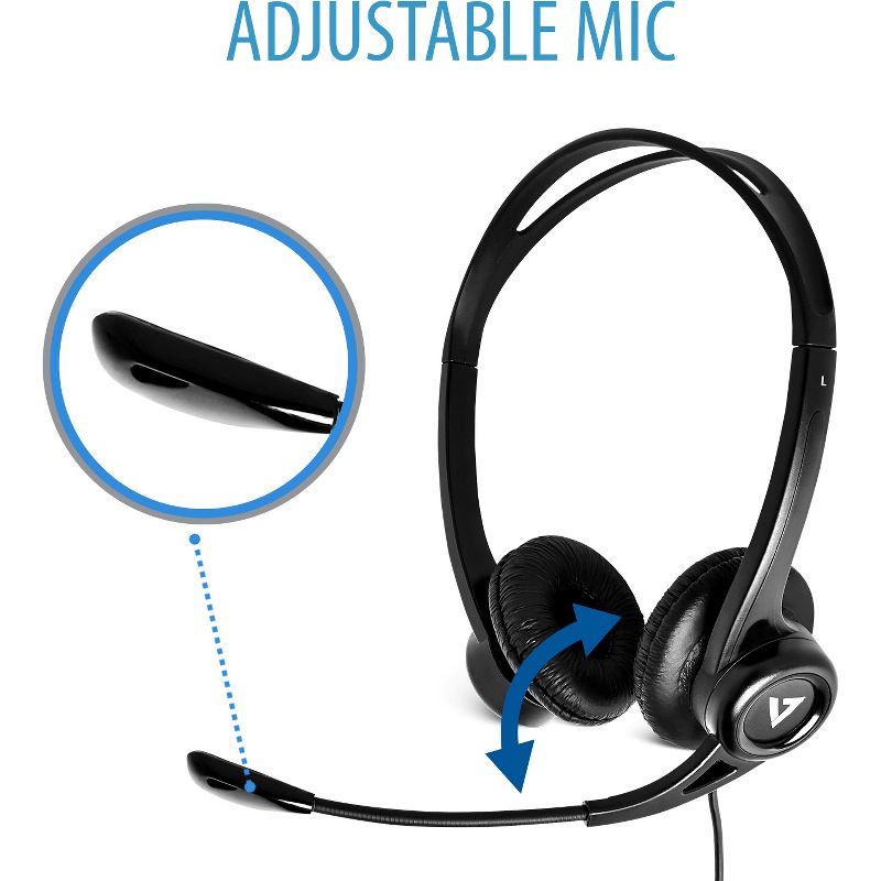 V7 HU311-2NP Headset - Stereo - USB - Wired - 32 Ohm - 20 Hz - 20 kHz - Over-the-head - Binaural - Supra-aural - 5.91 ft Cable, 5 of 7