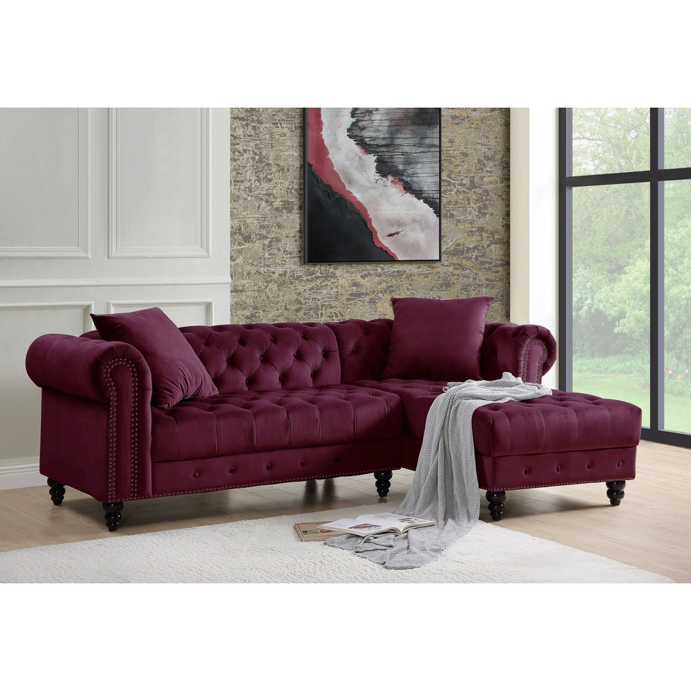 94" Adnelis Sectional Sofa Red Velvet - Acme Furniture