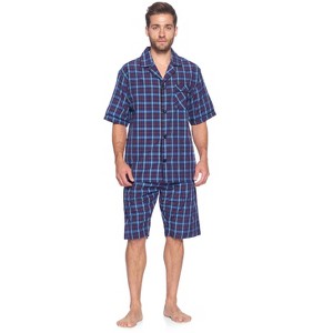 Ashford & Brooks Mens Woven Short Sleeve Pajama Shorts Set - 1 of 4