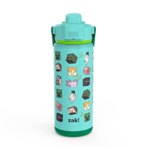 Zak Designs 20oz Stainless Steel Kids' Water Bottle with Antimicrobial  Spout 'Minecraft