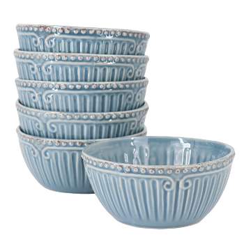 Gibson Modern Southern Home Capri 6 Piece 6 Inch Stoneware Embossed Cereal Bowl Set