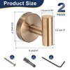 Unique Bargains Stainless Steel Rust Resistant Wall Mount Bath Towel Hook 2 Pcs - 2 of 4