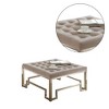 Simple Relax Fabric Upholstered Square Ottoman in Beige and Champagne - 3 of 4